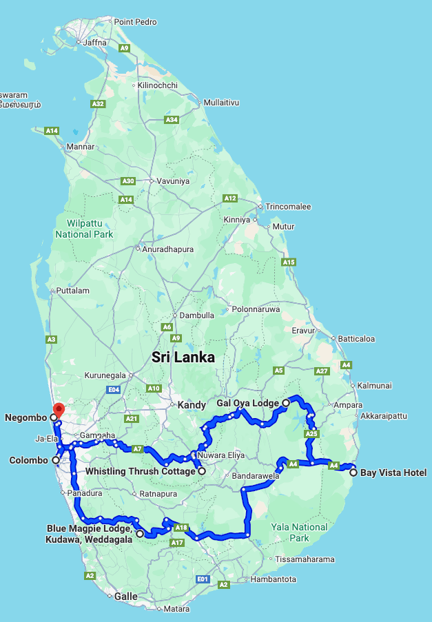 Sri Lanka Route Map